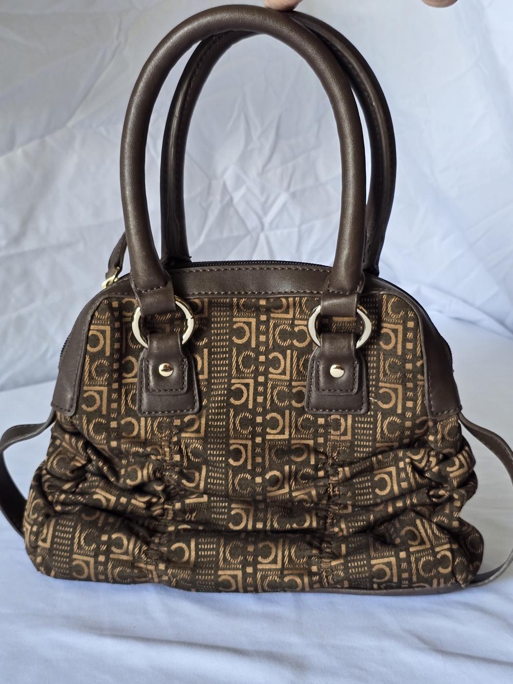 Liz Claiborne Monogram Ruched Vintage Satchel Bag
